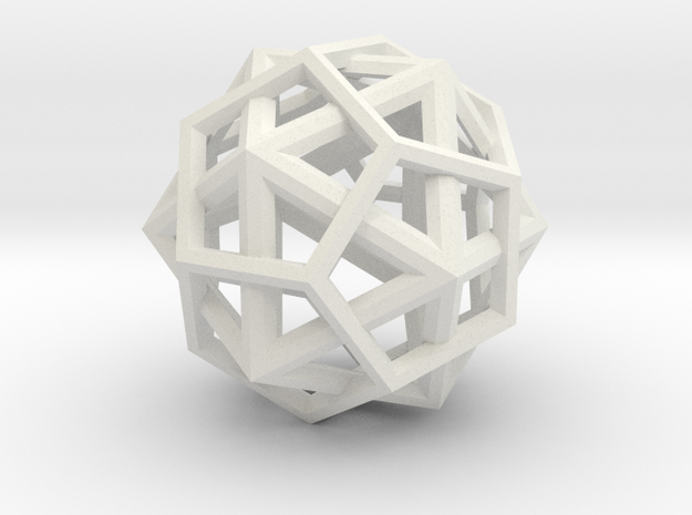 IcosoDodecahedron Thick - 3.5cm in White Natural Versatile Plastic