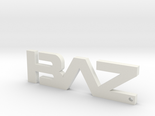 BAZ Keychain (Large) in White Natural Versatile Plastic