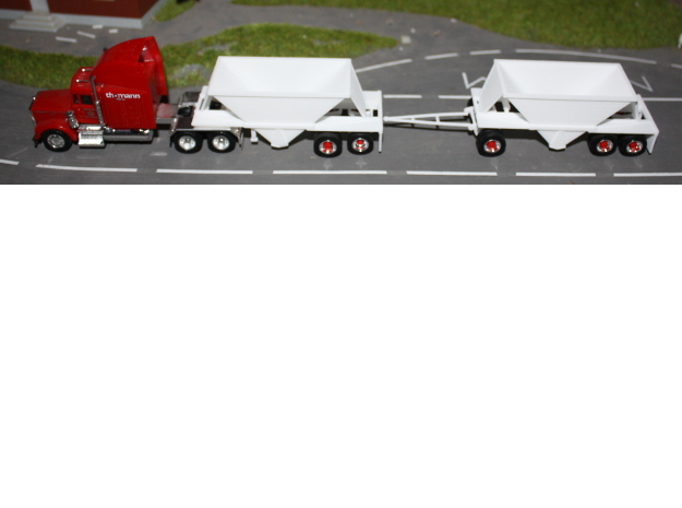 000451 Dump trailer Set in White Natural Versatile Plastic: 1:87 - HO