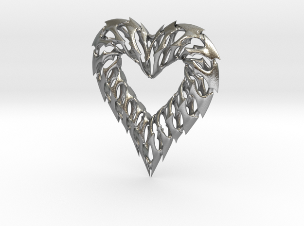 Rib Heart 02 in Natural Silver