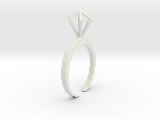 Little Diamond ring  - standard size in White Natural Versatile Plastic