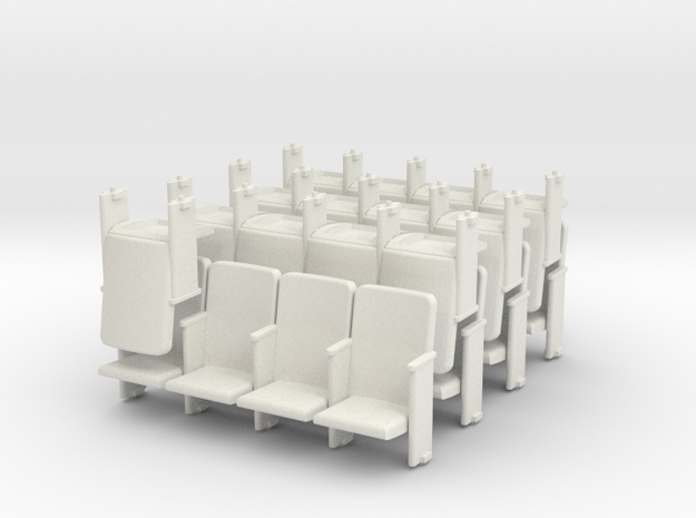 O Scale Theater Seats Ver E4x7 and 1 single in White Natural Versatile Plastic