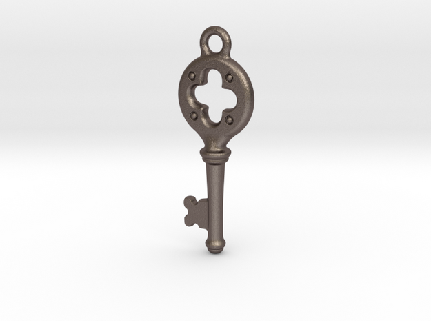 Key Pendant  in Polished Bronzed Silver Steel