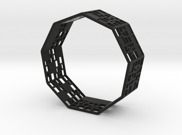 SPSS Bracelet (9 differently dissected squares) in Black Natural Versatile Plastic