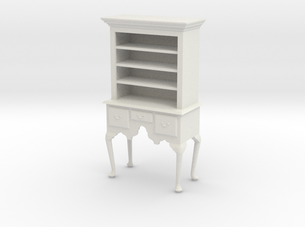 1:24 Queen Anne Highboy, with Shelves in White Natural Versatile Plastic
