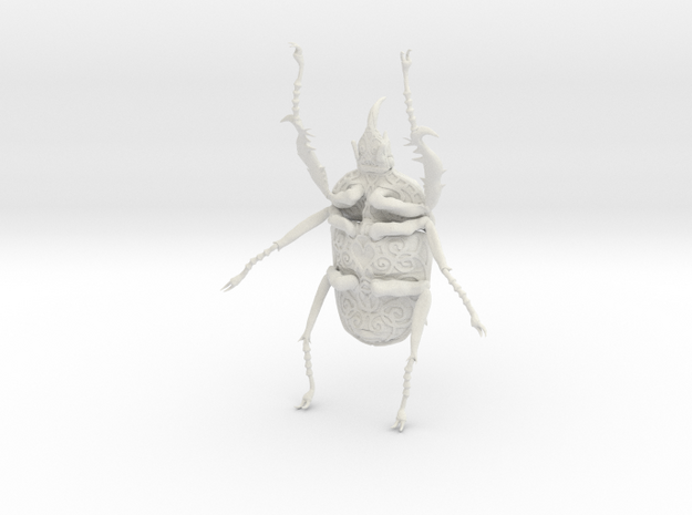 Goliath Beetle solid filigree - 10cm in White Natural Versatile Plastic
