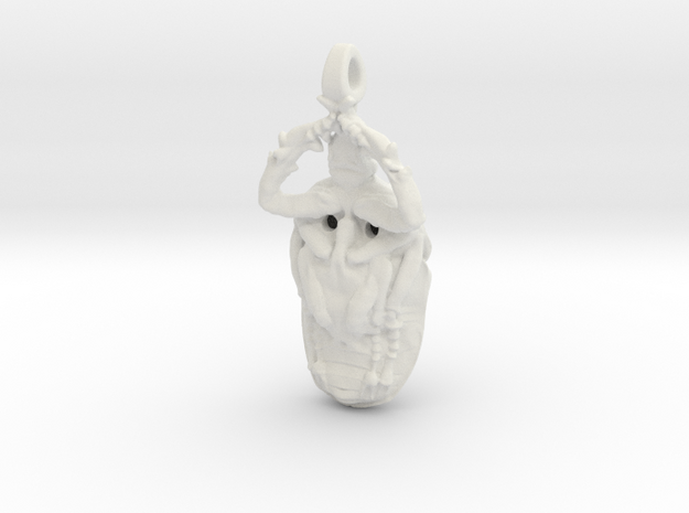 4.4cm Scarab Beetle Pendant - v3 in White Natural Versatile Plastic
