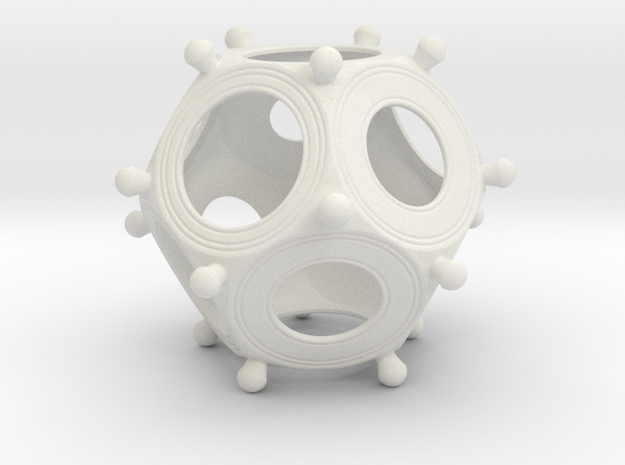 Roman Dodecahedron Medium in White Natural Versatile Plastic