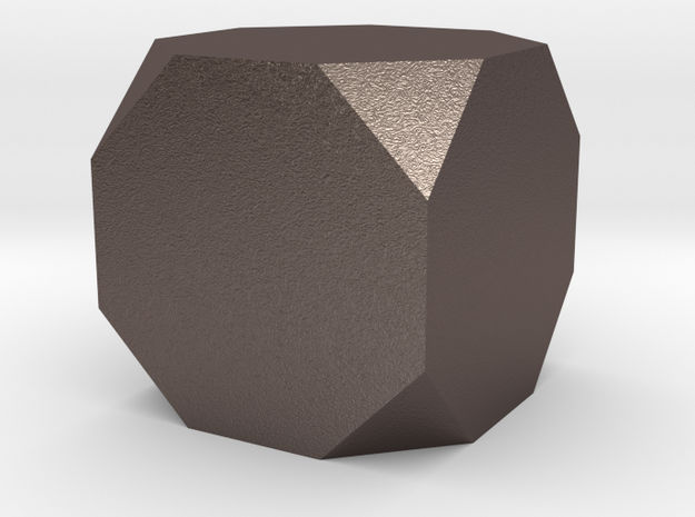 truncated cube in Polished Bronzed Silver Steel