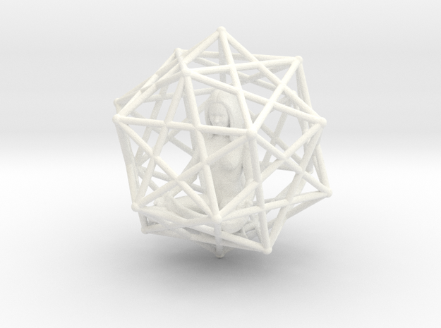 Merkabah Starship Meditation 40mm Dodecahedral in White Processed Versatile Plastic
