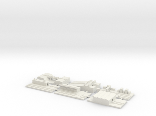 1" Building Set 5 - Railway in White Natural Versatile Plastic