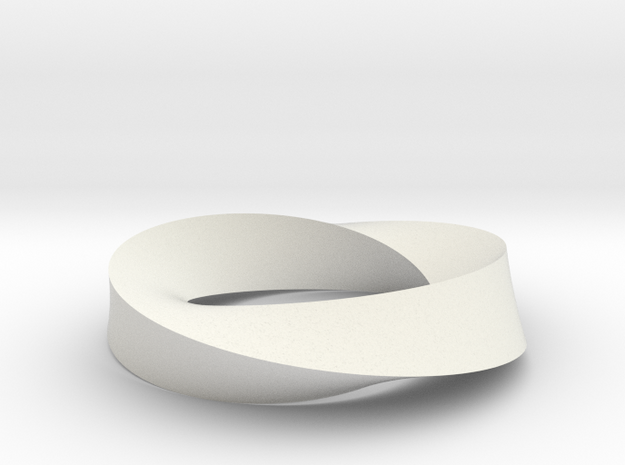 Mobius Loop - Triangle 2/3 twist in White Natural Versatile Plastic