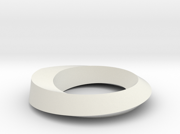Mobius Loop Levelled - Square 1/4 twist in White Natural Versatile Plastic