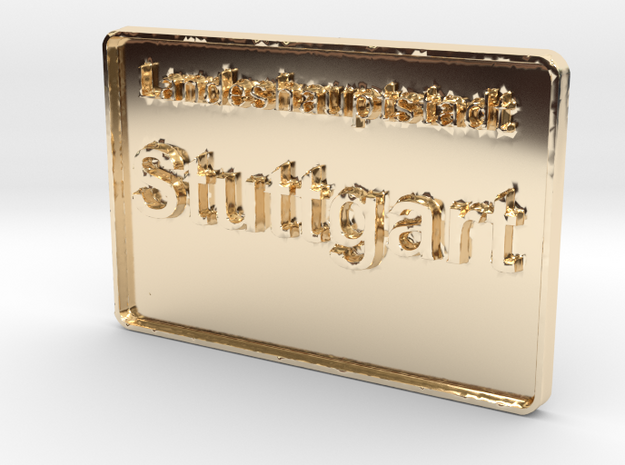 Landeshauptstadt Stuttgart 3D 80mm in 14K Yellow Gold