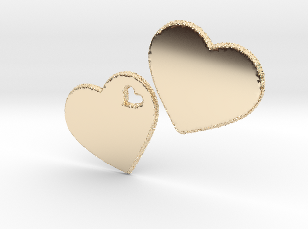 LOVE 3D Hearts 80mm in 14K Yellow Gold