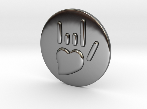 Coin-L - Handsign -  I love you in Fine Detail Polished Silver