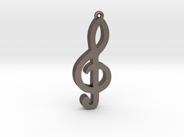 Music Note treble clef in Polished Bronzed Silver Steel