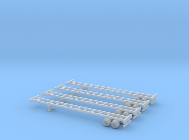 53 foot Container Chassis II - Set of 4 - Z scale in Smooth Fine Detail Plastic