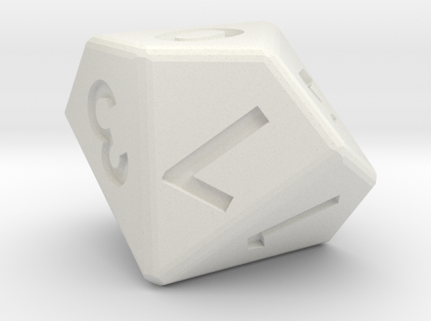 10-sided die (d10) in White Natural Versatile Plastic