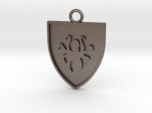 Heraldic Octopus Pendant/Fob in Polished Bronzed Silver Steel