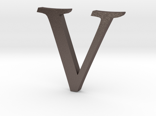 V (letters series) in Polished Bronzed Silver Steel