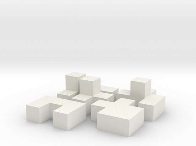 9mm Puzzle Cube in White Natural Versatile Plastic