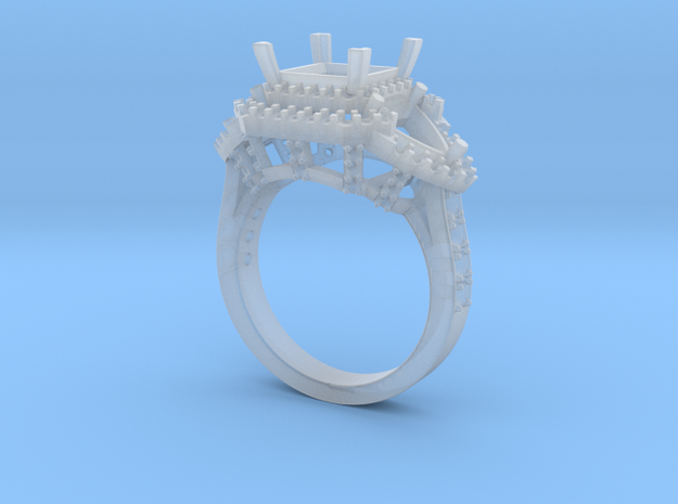 Radiant Halo Pear Diamond Ring in Tan Fine Detail Plastic