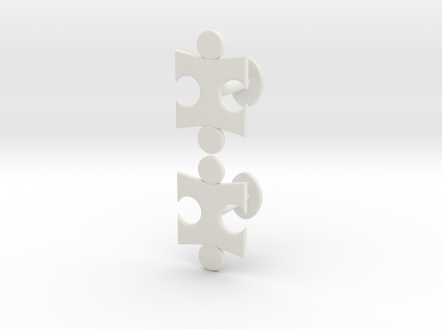 Jigsaw Cufflinks Set in White Natural Versatile Plastic