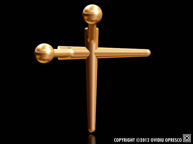 Bionic Man's Cross  in Polished Gold Steel