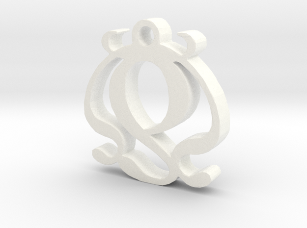 Two Necklace Pendant  in White Processed Versatile Plastic
