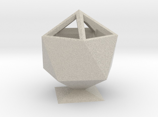 Icosahedron Pencil Cup in Natural Sandstone