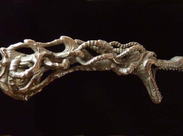 Dragon doorhandle 003 in Polished Bronzed Silver Steel