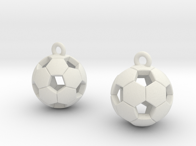 Soccer Balls Earrings in White Natural Versatile Plastic