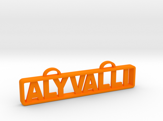 Aly Valli Name Tag in Orange Processed Versatile Plastic