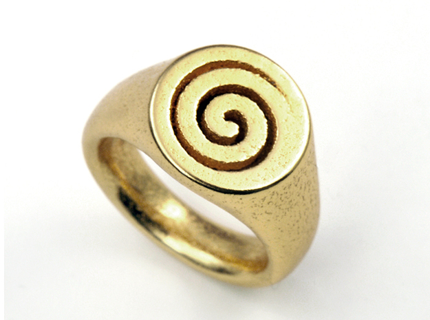 Spiral Ring in Polished Bronzed Silver Steel