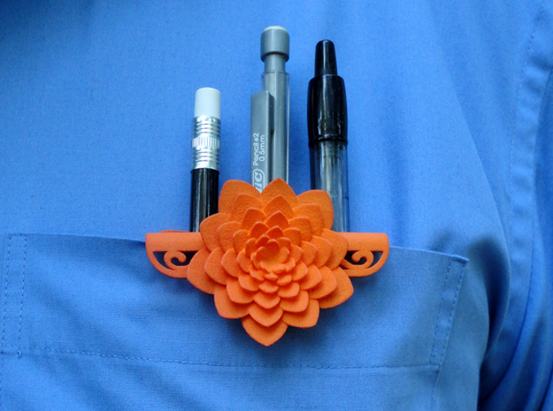 Dapper Pocket Protector in Orange Processed Versatile Plastic