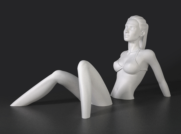 Sinking Girl Art Sculpture in White Natural Versatile Plastic