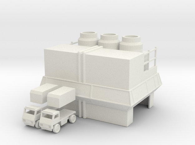Factory and Trucks in White Natural Versatile Plastic