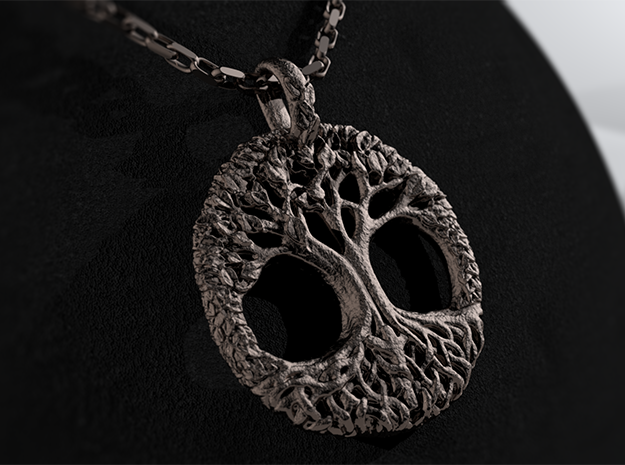 Tree Of Life in Polished Bronzed Silver Steel