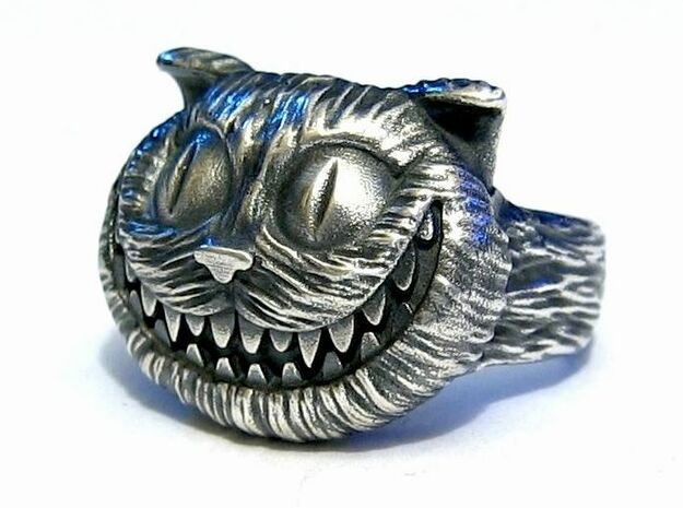 Cheshire Cat Ring in Natural Silver