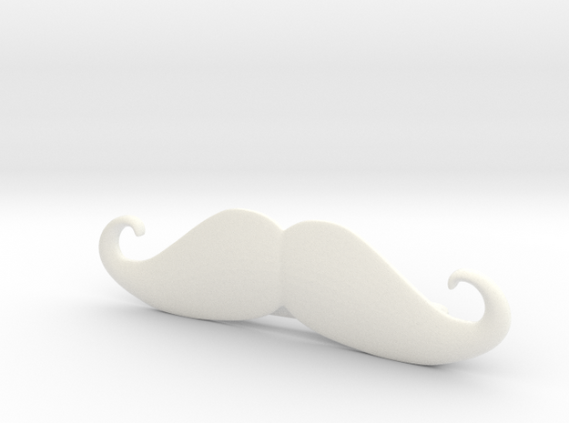 "Italian" Moustache Tie Bar (Plastics) in White Processed Versatile Plastic