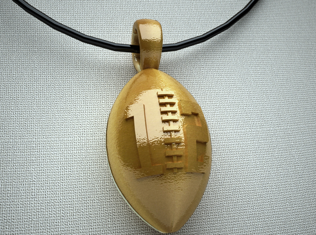 Pendant Football #12 in Polished Gold Steel