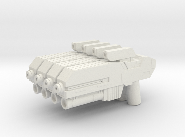 Custom scifi assault rifle x4 for Lego minifigs in White Natural Versatile Plastic