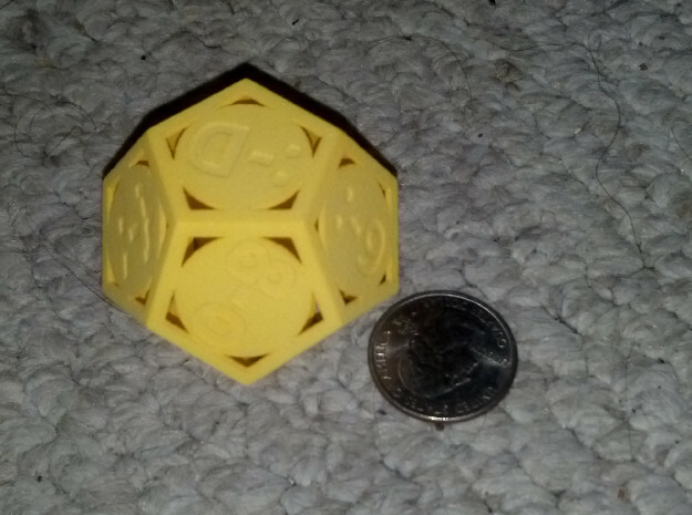 Phantom Tollbooth Dodecahedron - Emoticons in Yellow Processed Versatile Plastic