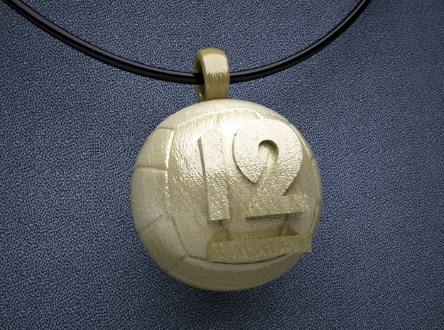  Volleyball Pendant  #12  in Polished Gold Steel