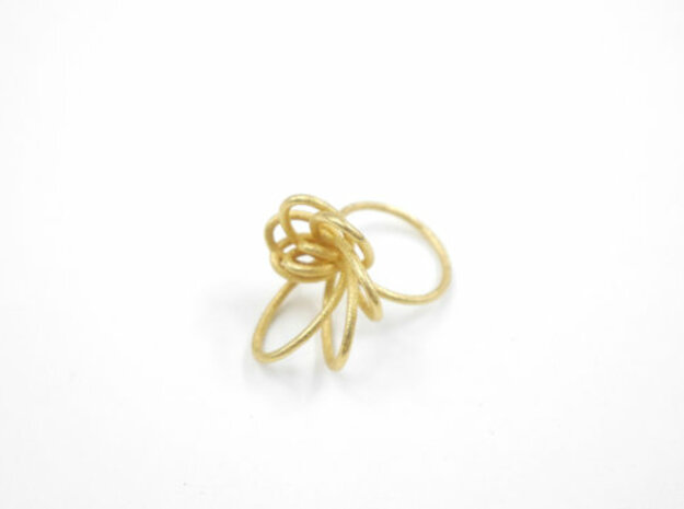 Flora Ring A (Size 7) in Polished Gold Steel