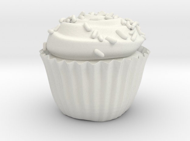 Cupcake, With Sprinkles in White Natural Versatile Plastic