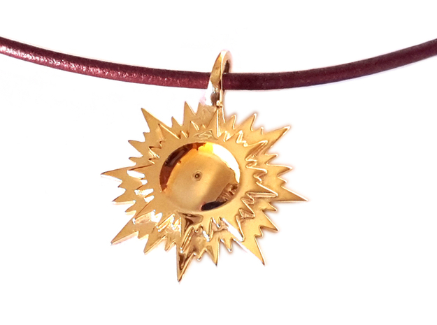 "doppio sole" pendant (cm 2,6) in Polished Brass