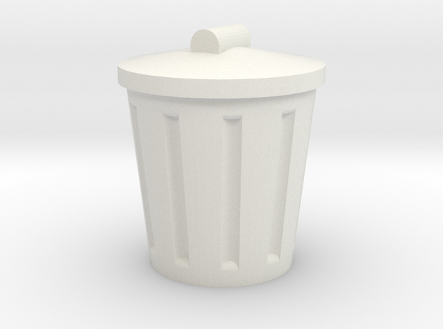 Trash Can, Miniature in White Natural Versatile Plastic