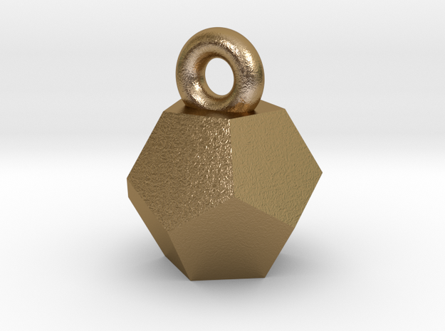 Solid Dodecahedron charm in Polished Gold Steel